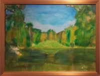 Semmler-Hügel im Queen-Auguste-Victoria-Park: Gemälde der Künstlerin Gabriele Burgmann.